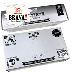 BluZen Black Nitrile Gloves - M